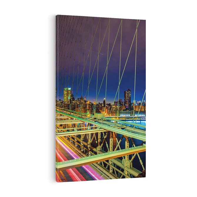 Obraz na płótnie 50x70 - Most w USA - Światła i samochody - most, USA