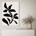 Obraz w ramie 50x70 - Wibracje Akwarelowych Ścieżek - abstrakcyjny minimalistyczna kwiat, czarno biały plakat - rama biała