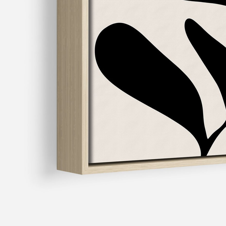 Obraz w ramie 50x70 - Wibracje Akwarelowych Ścieżek - abstrakcyjny minimalistyczna kwiat, czarno biały plakat - rama drewno
