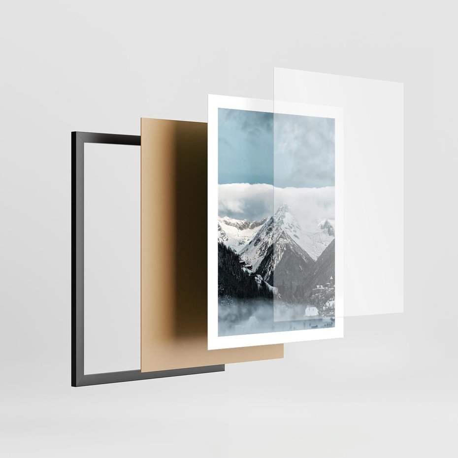 Plakat w ramie 50x70 - Magia Zimy w Górach - góry, śnieg - rama czarna