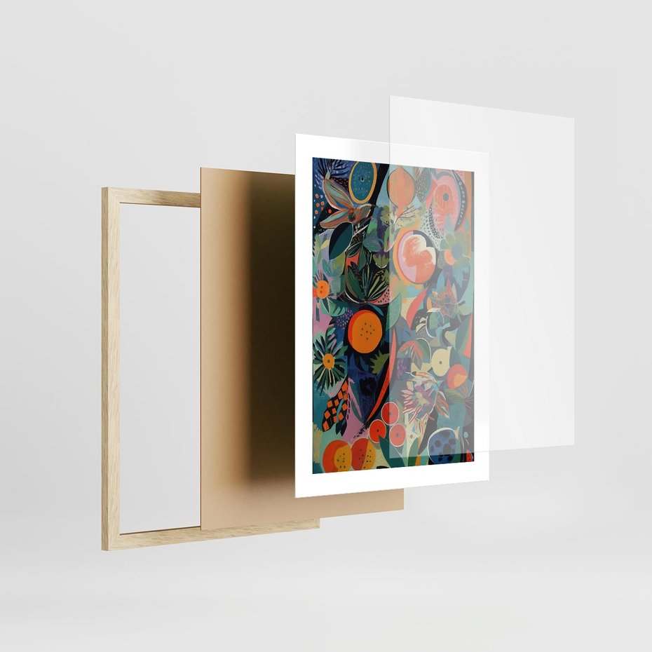 Plakat w ramie 30x40 - Echa Nietuzinkowych Wzorców - abstrakcyjny obraz olejny, jak picasso - rama drewno