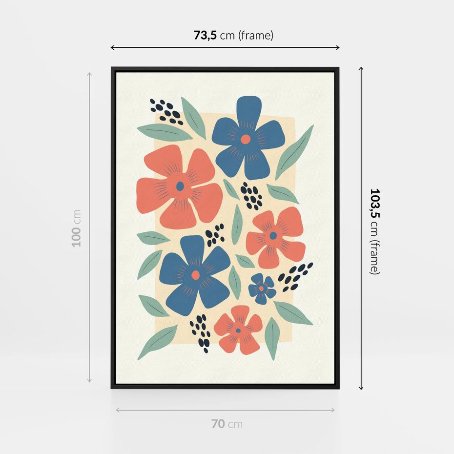 Obraz w ramie 70x100 - Kolorowe liście tęsknot - minimalistyczny plakat, grafika - rama czarna