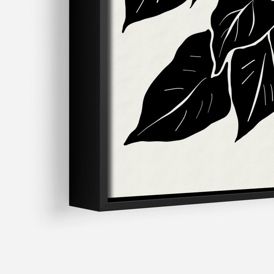 Obraz w ramie 70x100 - Ruchome szkicowe odbicia - czarno biała grafika, roślinność - rama czarna