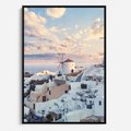 Obraz w ramie 50x70 - Biel ponad Błękitem - Santorini, białe budynki - rama czarna
