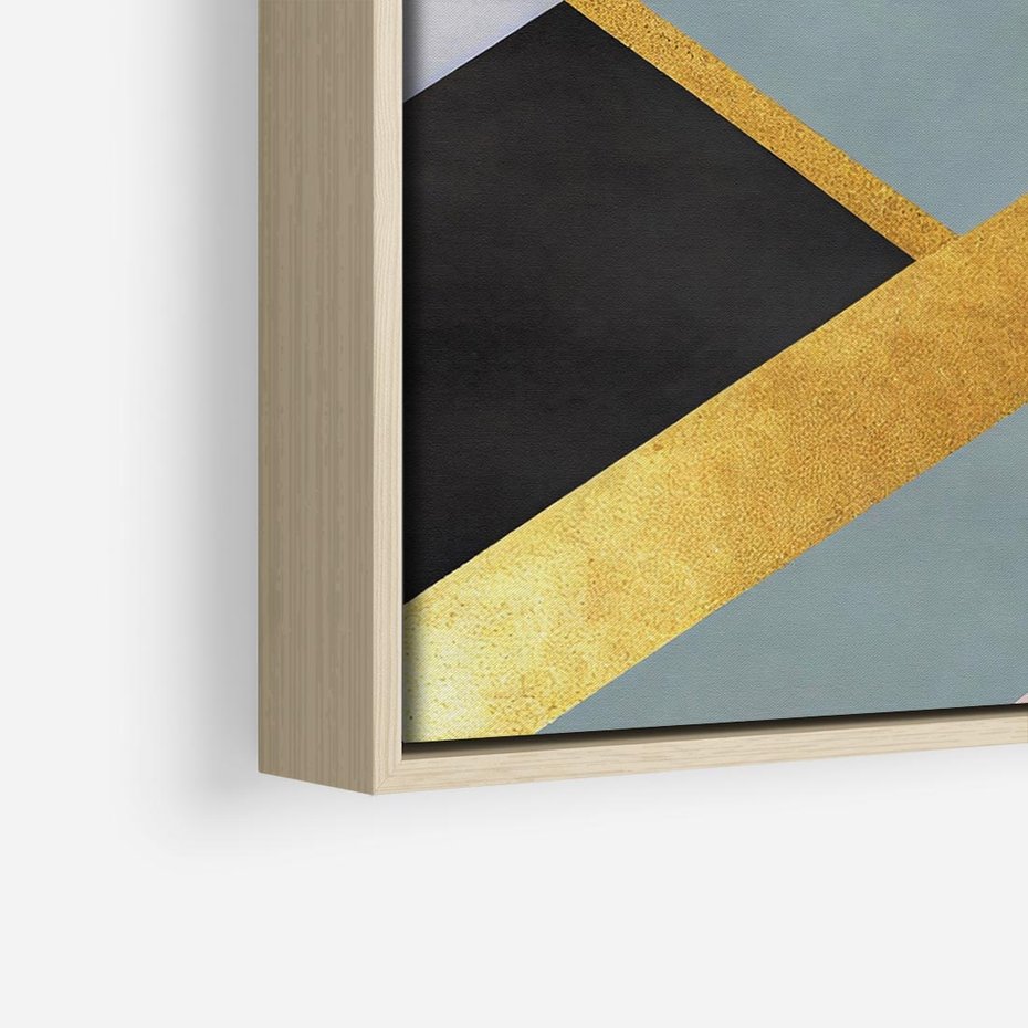 Obraz w ramie 80x80 - Geometryczne Elementy - geometryczne kształty, elementy złota - rama drewno