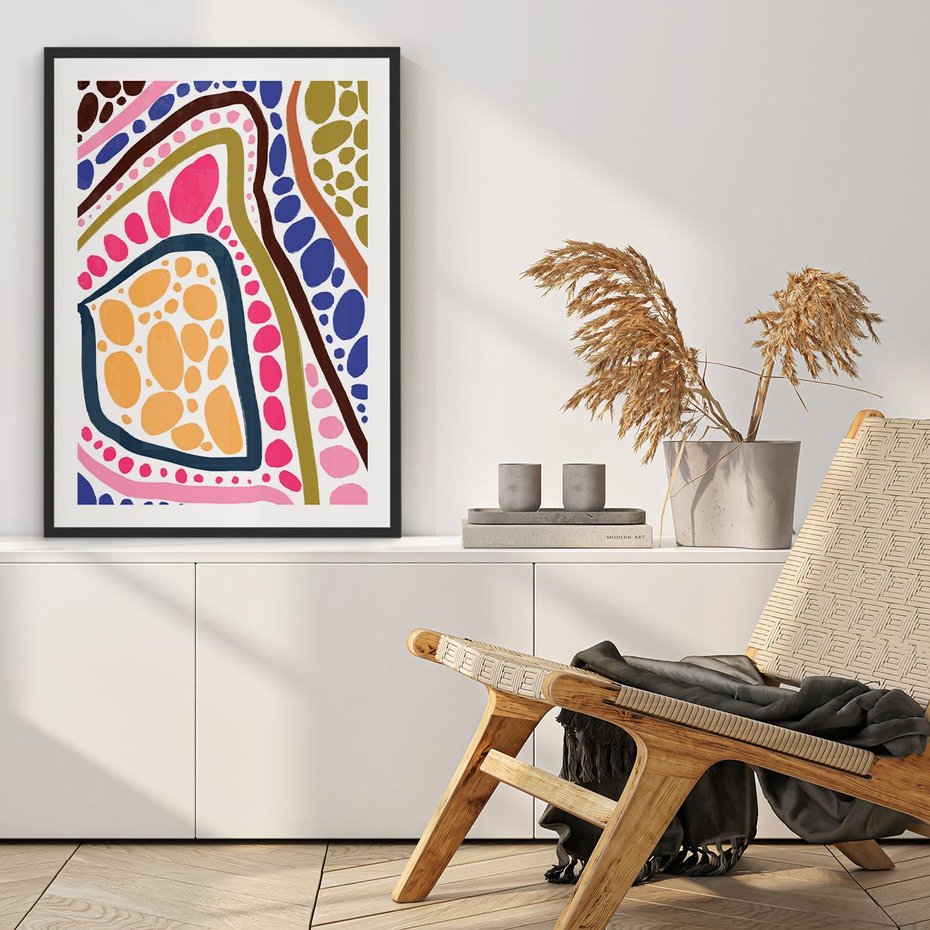 Plakat bez ramy 21x30 - Migocące Tęczowe Widzenia - kolorowe wzory, tęczowe żywe kolory