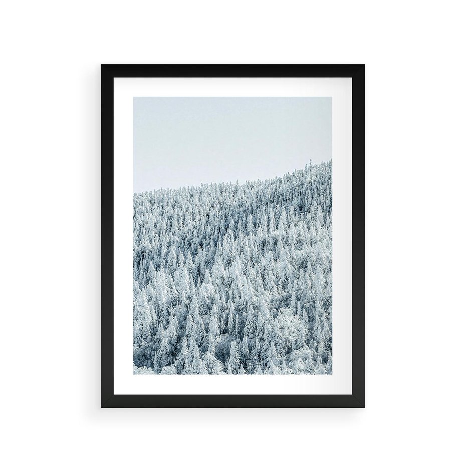 Plakat w ramie 30x40 - Cicha Zima - las, zima - rama czarna