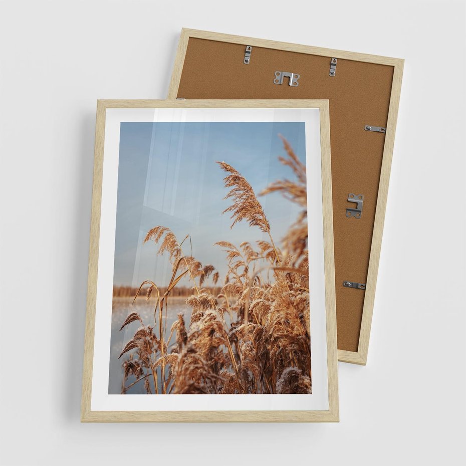 Plakat w ramie 50x70 - Wyraz Stylu - trawy, boho - rama drewno