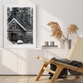 Plakat bez ramy 21x30 - Zaklęta Zima - domek w lesie, śnieg