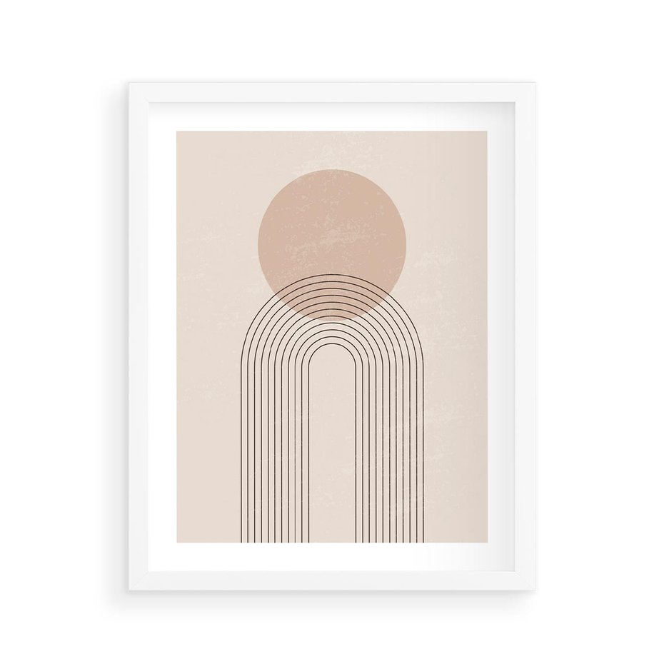 Plakat w ramie 40x50 - Konturem Zdefiniowane - boho plakat, minimalizm - rama biała