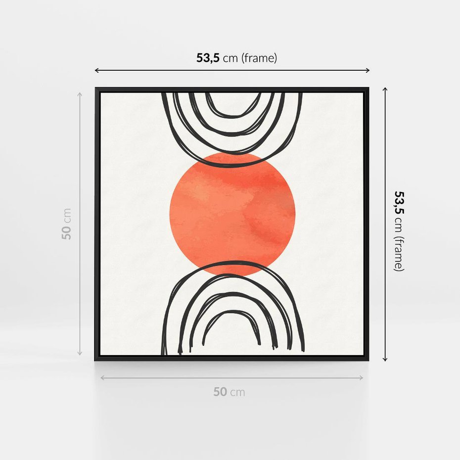 Obraz w ramie 50x50 - Lustrzane Widzenie - koło, boho styl - rama czarna