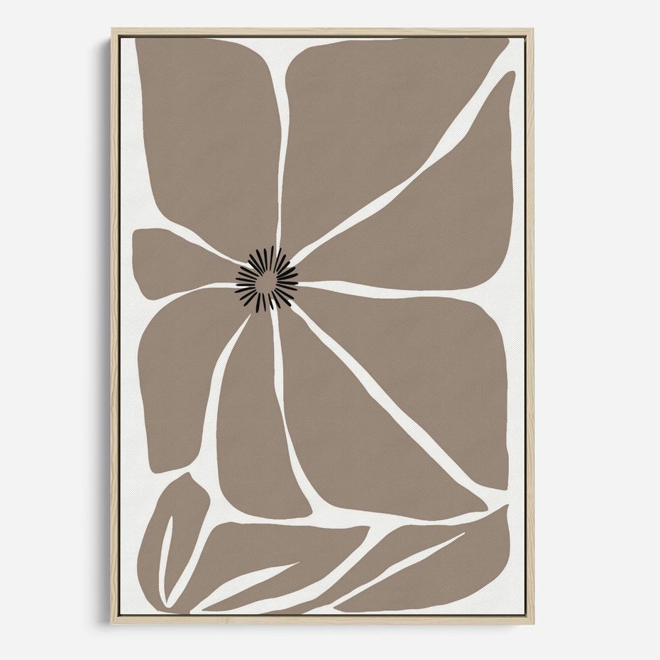 Obraz w ramie 80x120 - Złudne Zmysły - abstrakcyjny kwiat, beże i brązy - rama drewno