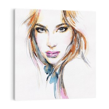 Obraz na płótnie 70x70 - Abstrakcyjny portret kobiecy - grafika, kobieta