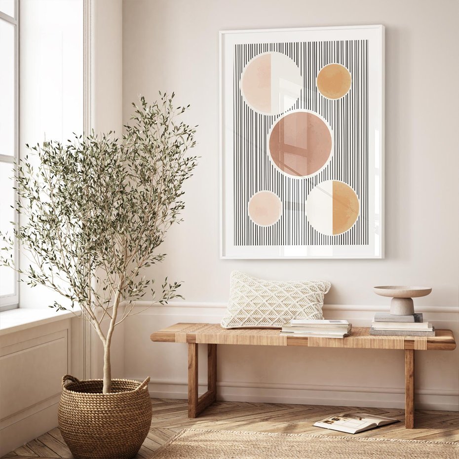 Plakat bez ramy 21x30 - Rozplątane Granice - abstrakacyjna nowoczesna sztuka, koła okręgi