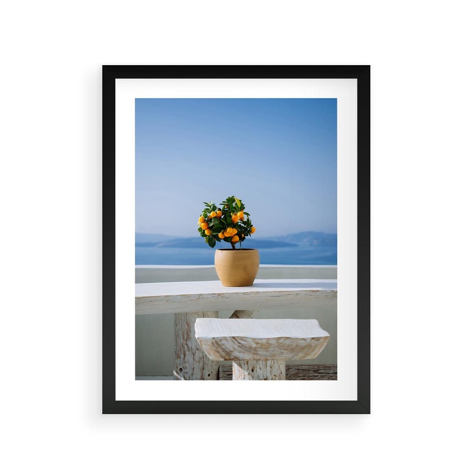 Plakat w ramie 30x40 - Uroki Santorini - Santorini, Grecja - rama czarna