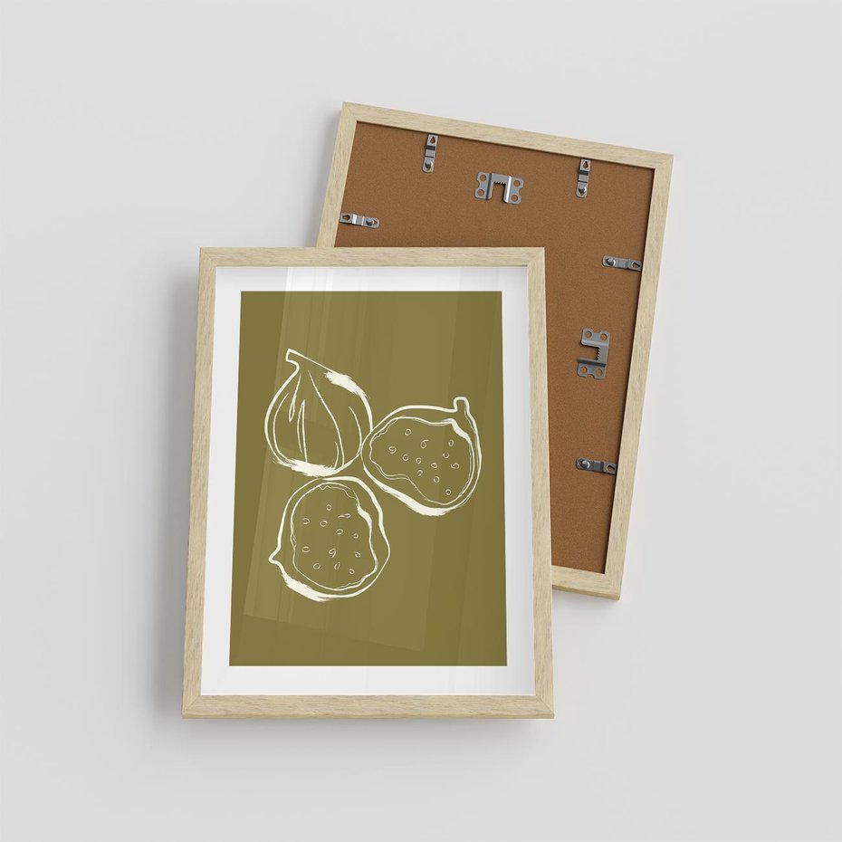 Plakat w ramie 30x40 - Podróżne Barwy - figi, minimalistyczny styl - rama drewno