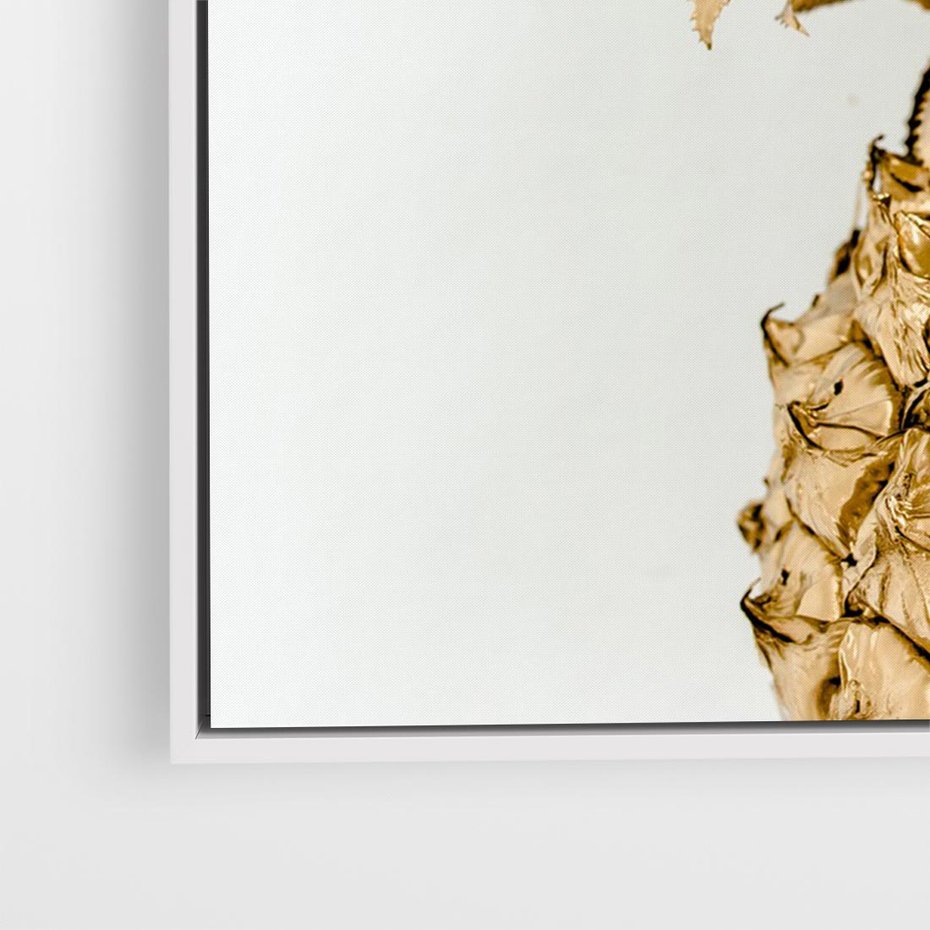Obraz w ramie 120x80 - Ekskluzywny Akcent - złoty, ananas - rama biała