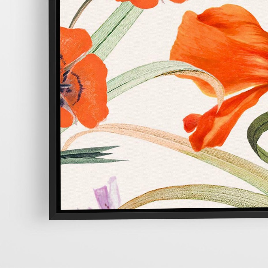 Obraz w ramie 100x70 - Polne Kwiaty - polne kwiaty, na białym tle - rama czarna