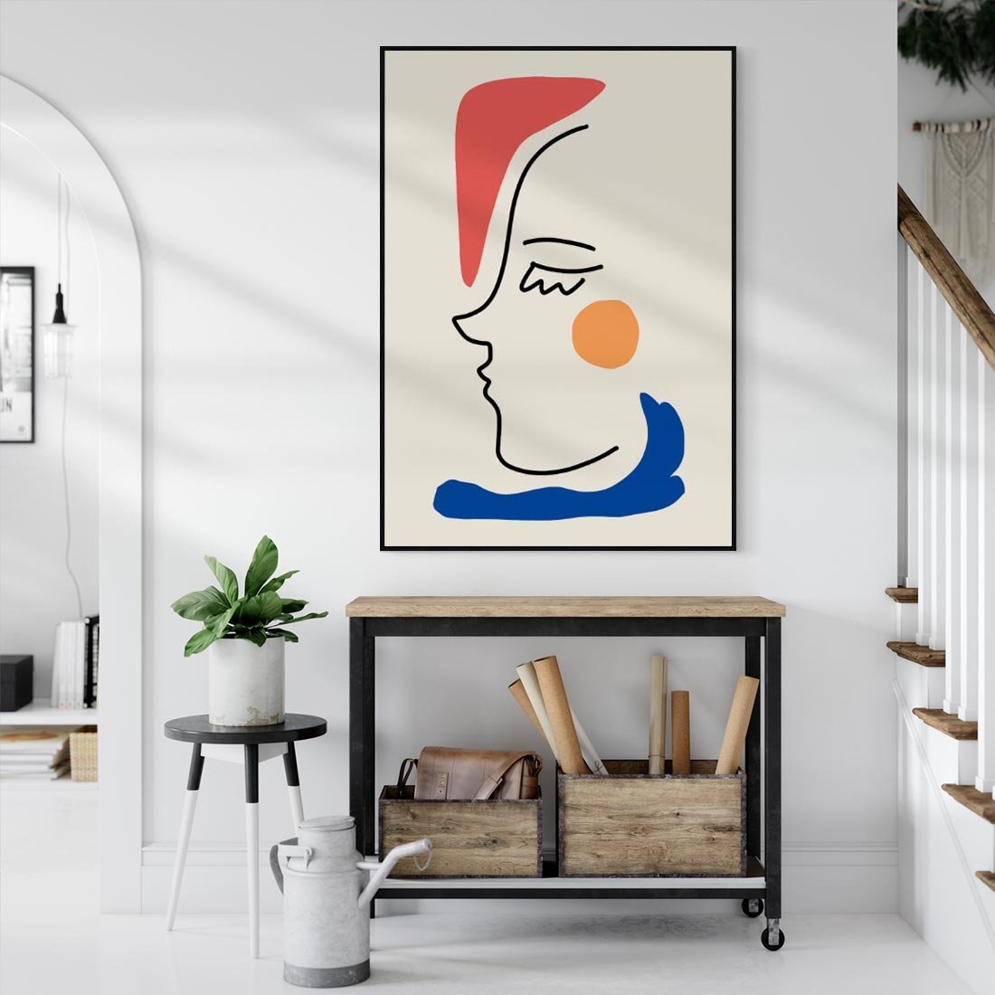 Obraz w ramie 70x100 - Impresje Kształtów - abstrakcyjny obraz, przypomina twarz - rama czarna