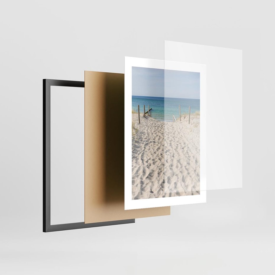 Plakat w ramie 30x40 - Harmonia plażowego morza - plaża, morze - rama czarna