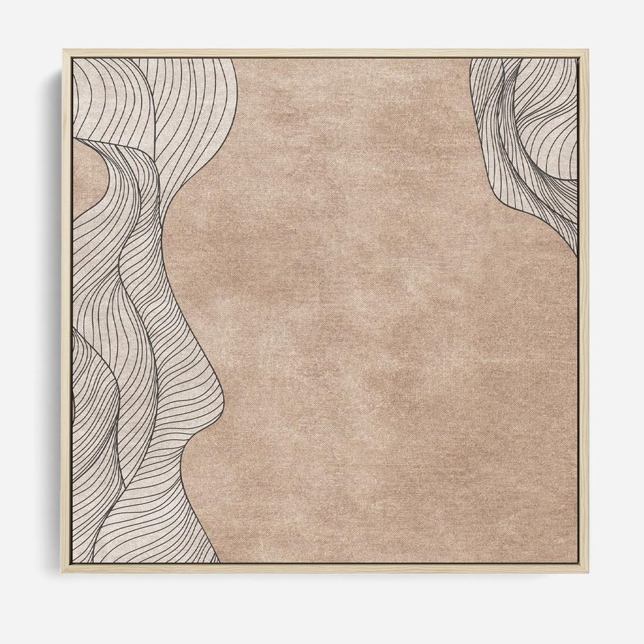 Obraz w ramie 50x50 - Symfonia uczuć i kształtów - delikatna kompozycja, falujące linie - rama drewno