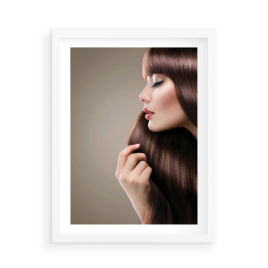 Plakat w ramie 50x70 - Piękno fryzury - włosy, fryzura - rama biała