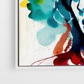 Obraz w ramie 70x50 - Abstrakcyjna ekstaza barw - abstrakcyjny portret kobiety, szkic czarną kreską - rama biała