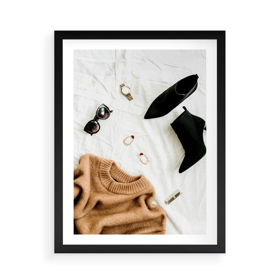 Plakat w ramie 50x70 - Styl i Klasyka - modowa fotografia, sweter - rama czarna