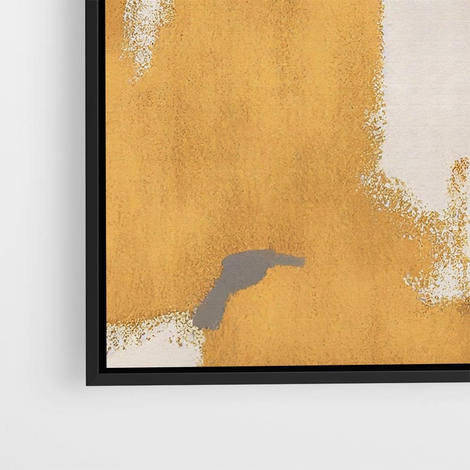 Obraz w ramie 50x50 - Złote Maźnięcia Pędzla - złota abstrakcja, plamy - rama czarna
