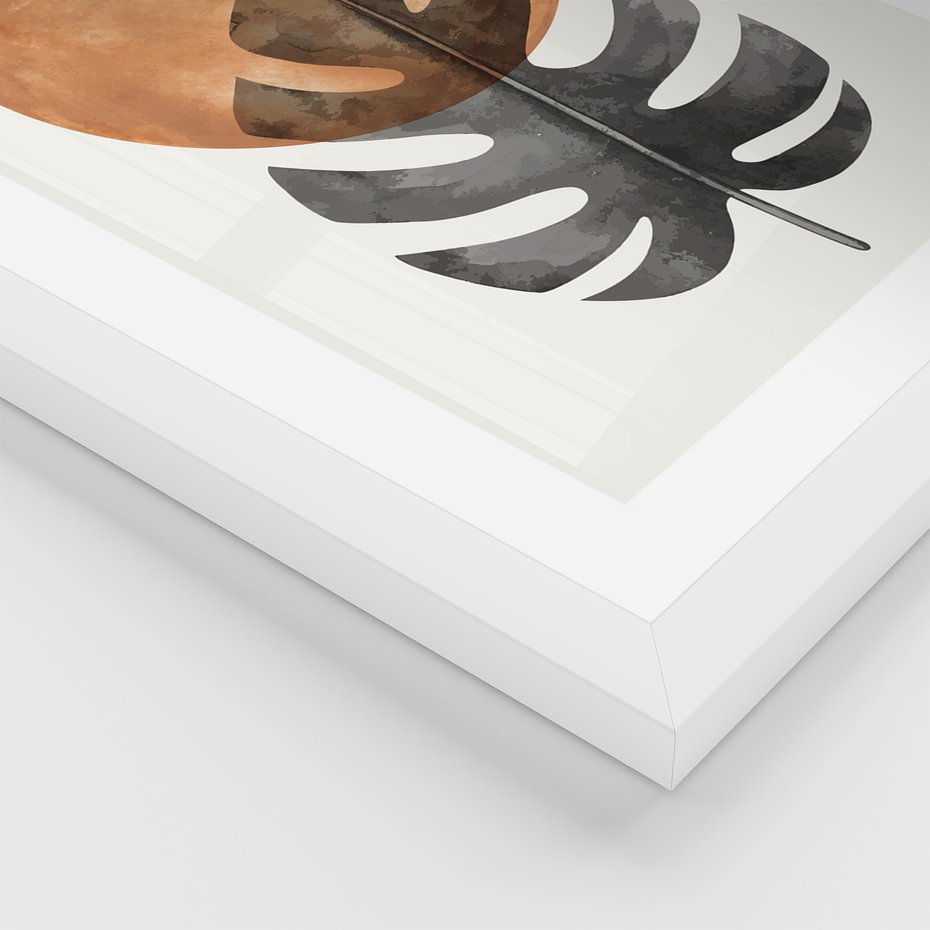 Zestaw obrazy w ramie 40x50 galeria - Monstera, boho, linie, minimalizm - rama biała