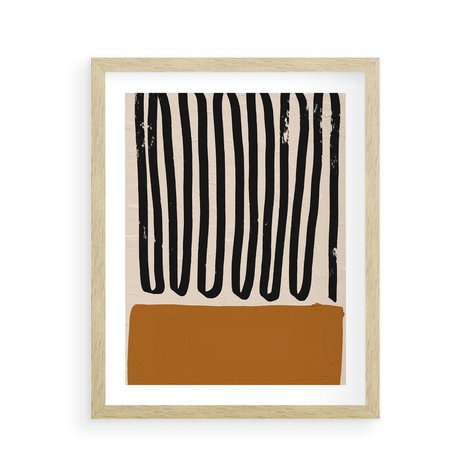 Plakat w ramie 40x50 - Boho Impulsy Kreatywności - abstrakcyjny plakat, brąz - rama drewno