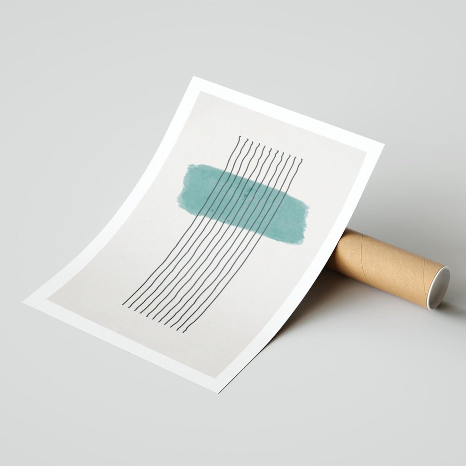 Plakat bez ramy 50x70 - Bezczasowe Wspomnienia - abstrakcyjna akwarelowa plama, nieregularne kreski