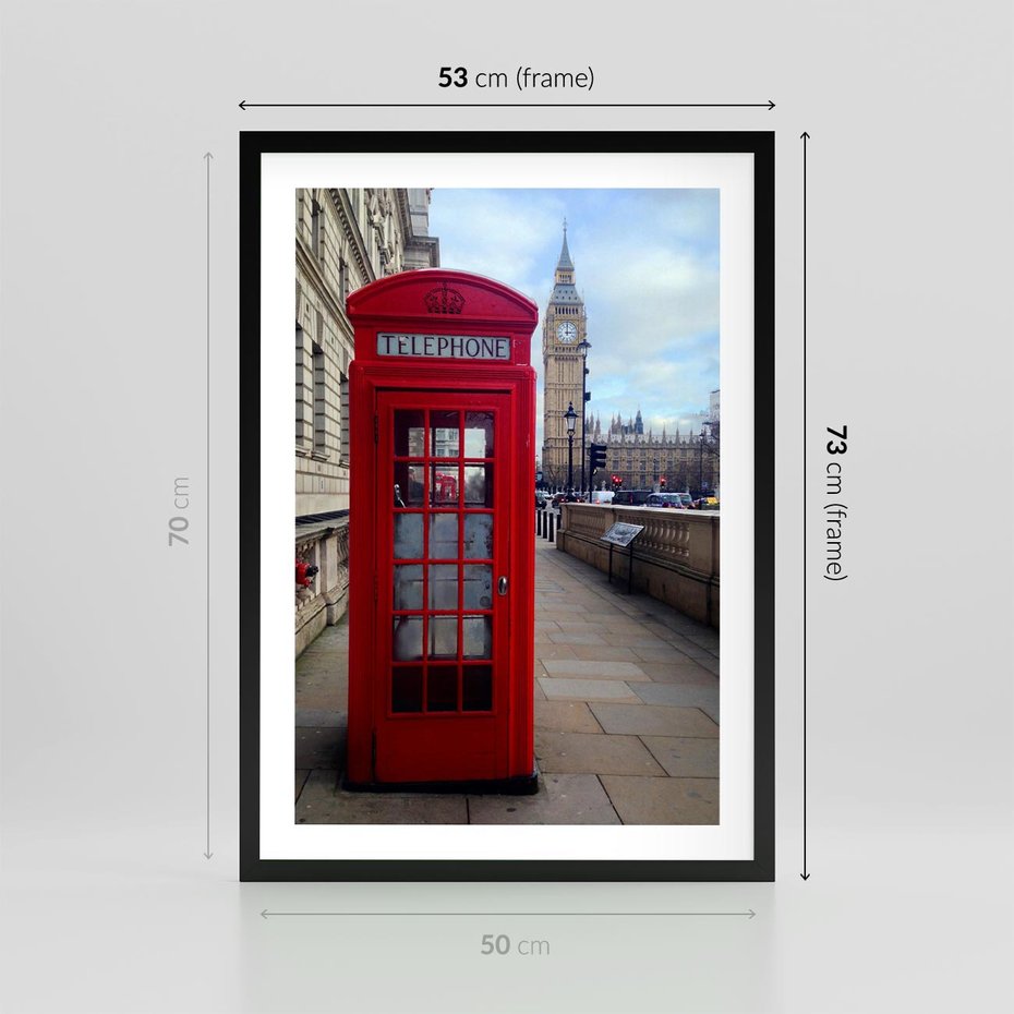 Plakat w ramie 50x70 - Londyńska budka telefoniczna - budka, telefoniczna - rama czarna