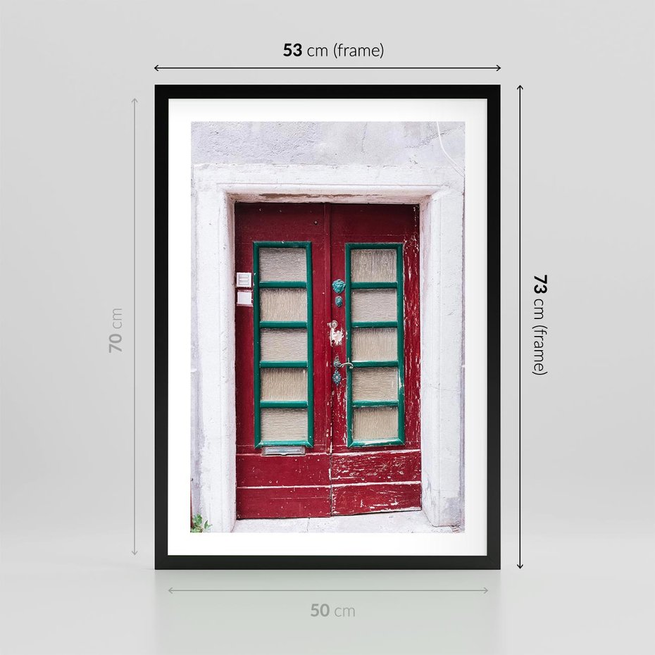 Plakat w ramie 50x70 - Retro Przez Drzwi - drzwi, retro - rama czarna
