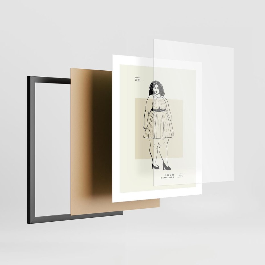 Plakat w ramie 40x50 - Ekspresja Wewnętrznych Emocji - kobieta, samoakceptacja - rama czarna