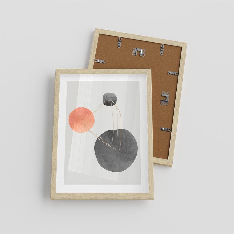 Plakat w ramie 30x40 - Złoty Blask Abstrakcji - abstrakcja, nowoczesny plakat - rama drewno