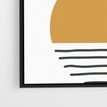 Obraz w ramie 50x50 - Kolory Przyszłości - kompozycja kół i kresek, ciepłe kolory - rama czarna