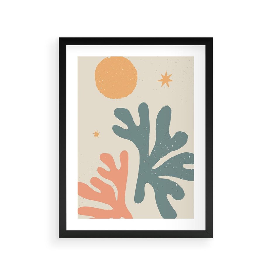 Plakat w ramie 30x40 - Inspirująca Równowaga - boho formy, kształty - rama czarna