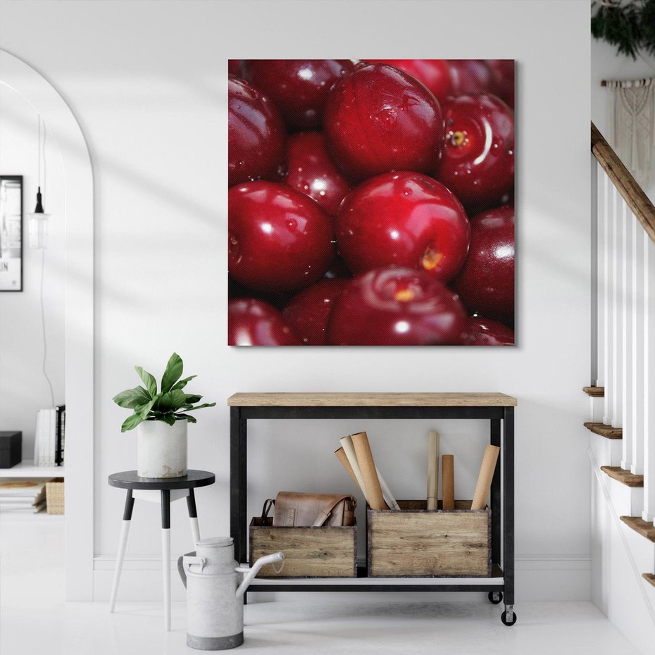 Obraz na płótnie 60x60 - Wiśnie Owocowa Rozkosz - wiśnie, owoce