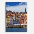 Obraz w ramie 70x100 - Kolorowa Przystań - nadmorskie miasto, kolorowe budynki - rama biała