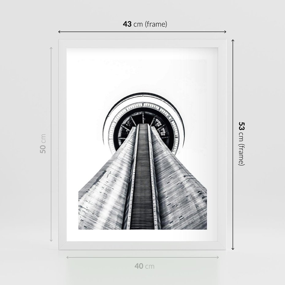 Plakat w ramie 40x50 - Perspektywa Wieży - architektura, wieża - rama biała