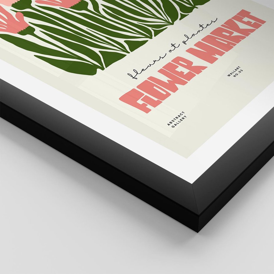 Plakat w ramie 30x40 - Symfonia Kolorowych Kształtów - nowoczesna grafika, kwiatowa kompozycja - rama czarna