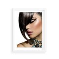 Plakat w ramie 30x40 - Kobieca Fryzura w Ruchu - fryzura, kobieta - rama biała
