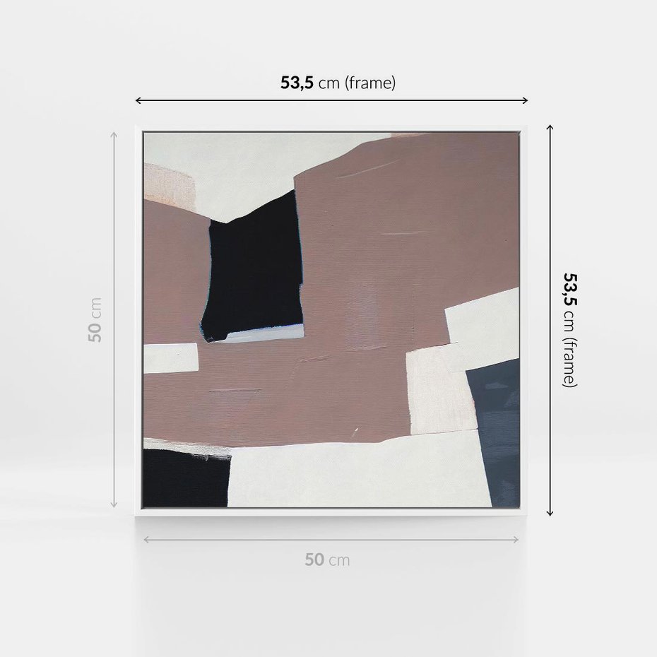 Obraz w ramie 50x50 - Wyrażona cisza abstrakcji - abstrakcyjne, nieregularne kształty - rama biała