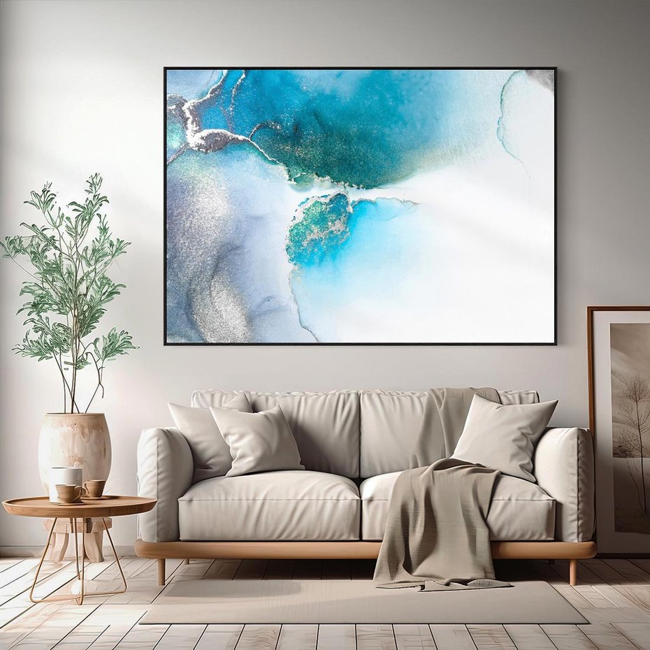 Obraz w ramie 100x70 - Marmur złotą akwarelą - marmur, akwarela - rama czarna