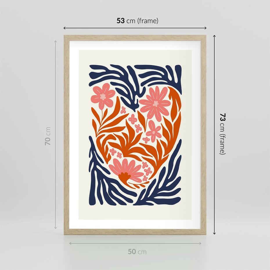 Plakat w ramie 50x70 - Kwiatami Splecione - kwiaty, nowoczesny plakat - rama drewno