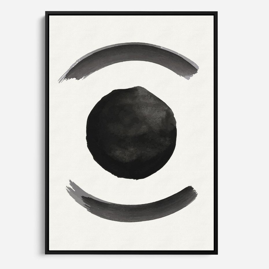 Obraz w ramie 70x100 - Bezczasowe Echo - abstrakcyjne plamy okręgi, akwarelowe - rama czarna