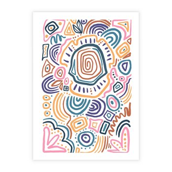 Plakat bez ramy 50x70 - Strukturalne Odbicia Boho - kolorowe etniczne wzory, tęczowe żywe kolory