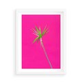 Plakat w ramie 50x70 - Retro Stylizacja - palma, liście - rama biała