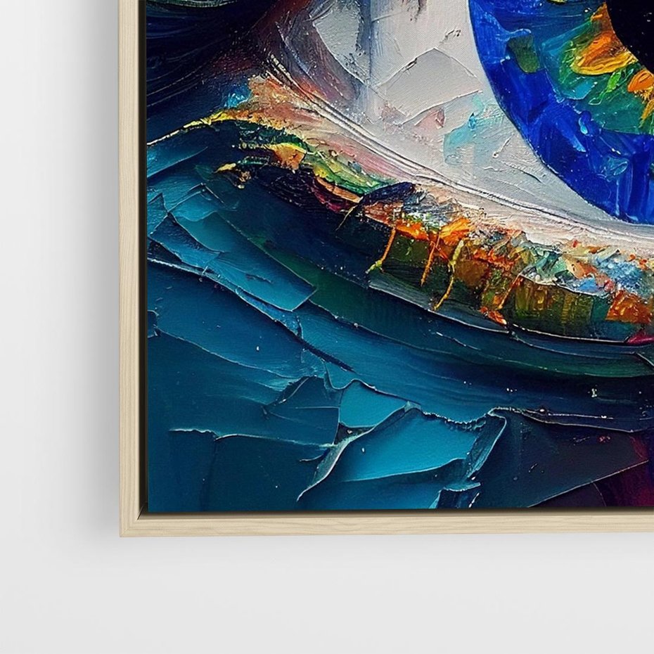 Obraz w ramie 50x50 - Mistyka Tęczowego Oka - oko, obraz olejny - rama drewno